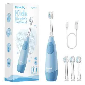 Kids Electric Toothbrush for Ages 4+ Children Girls and Boys, USB Rechargeable with Smart Brushing Timer, LED Light & 4 Replacement Brush Heads, Blue Kids Electric Toothbrush for Ages 4+ Children Girls and Boys, USB Rechargeable with Smart Brushing Timer, LED Light & 4 Replacement Brush Heads, Blue