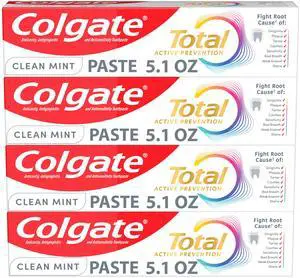 Total Fluoride Toothpaste, Clean Mint, 4 Pack, 5.1 oz Total Fluoride Toothpaste, Clean Mint, 4 Pack, 5.1 oz