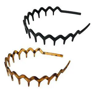Zig Zag Headbands for Women & Men, 2 Pack Non Slip Wavy Comb Headband for Slicked Back Hair, Lightweight Recycled Plastic Hair Accessories, Black & Tortoise (Matte) Zig Zag Headbands for Women & Men, 2 Pack Non Slip Wavy Comb Headband for Slicked Back Hair, Lightweight Recycled Plastic Hair Accessories, Black & Tortoise (Matte)