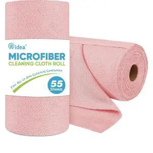 Microfiber Cleaning Cloth Roll-55 Sheets, Pink Towels, 11×9" Microfiber Cleaning Cloth Roll-55 Sheets, Pink Towels, 11×9"