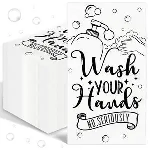 100 Pcs Disposable Hand Towels for Bathroom Paper Towels for Guests 3 Ply Wash Your Hands Bathroom Etiquette Guest Napkins for Powder Room Wedding Birthday Holiday Anniversary, Black White 100 Pcs Disposable Hand Towels for Bathroom Paper Towels for Guests 3 Ply Wash Your Hands Bathroom Etiquette Guest Napkins for Powder Room Wedding Birthday Holiday Anniversary, Black White