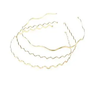 Metal Wavy Hair Bands and Headbands Set - 3pcs Gold Hair Hoops for Women, Girls and Sports Metal Wavy Hair Bands and Headbands Set - 3pcs Gold Hair Hoops for Women, Girls and Sports
