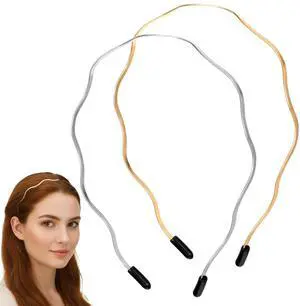 Metal Headbands for Women - Gold and Silver Wavy Headband, Fashion Non-slip Thin Metal Hair Band Elastic Hair Bands Trendy Hair Styling Accessories for All Hairstyle Metal Headbands for Women - Gold and Silver Wavy Headband, Fashion Non-slip Thin Metal Hair Band Elastic Hair Bands Trendy Hair Styling Accessories for All Hairstyle