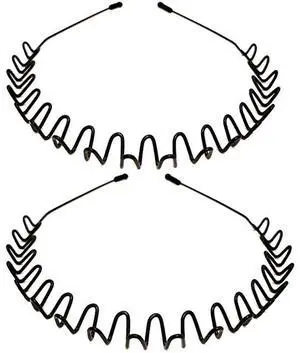 Metal Headbands for Men and Women 2 Pack Unisex Non-Slip Wavy Hair Bands, Adjustable Elastic Spring Hair Hoop for Sports, Outdoor & Everyday Use | Fits All Head Sizes, Black Metal Headbands for Men and Women 2 Pack Unisex Non-Slip Wavy Hair Bands, Adjustable Elastic Spring Hair Hoop for Sports, Outdoor & Everyday Use | Fits All Head Sizes, Black