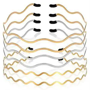 6 Pcs Metal Wavy Hair Bands, Wire Headbands Gold Silver Hair Hoop Accessories Adjustable Thin Headband for Women Trendy Daily Wear 6 Pcs Metal Wavy Hair Bands, Wire Headbands Gold Silver Hair Hoop Accessories Adjustable Thin Headband for Women Trendy Daily Wear