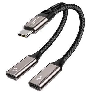 USB C Splitter 1 in 2 Out,Type C Audio and Charger Adapter USB C Splitter 1 in 2 Out,Type C Audio and Charger Adapter