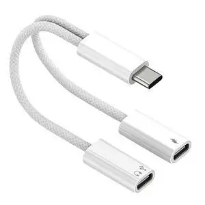 USB C Splitter 1 in 2 Out, Dual USB-C Charger and Headphone Adapter, USB-C Splitter PD 60W Fast Charging, Type C Audio Adapter Dongle Cable for Apple iPhone 15 16 17/iPad Pro/Galaxy/Pixel (1PACK) USB C Splitter 1 in 2 Out, Dual USB-C Charger and Headphone Adapter, USB-C Splitter PD 60W Fast Charging, Type C Audio Adapter Dongle Cable for Apple iPhone 15 16 17/iPad Pro/Galaxy/Pixel (1PACK)