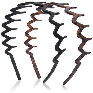 Zig Zag Headbands for Women Men, Non-slip Plastic Wavy Headband with Teeth Comb Hairbands Classic 90s Hair Accessories 2pcs Zig Zag Headbands for Women Men, Non-slip Plastic Wavy Headband with Teeth Comb Hairbands Classic 90s Hair Accessories 2pcs