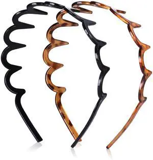 2 Pack Zig Zag Headbands for Women, Non-Slip Wavy Plastic Hair Comb Headbands with Teeth, U-Shape High Cranium Korean Style, Classic 90s Hair Accessories, Gifts for Women (Black & Brown) 2 Pack Zig Zag Headbands for Women, Non-Slip Wavy Plastic Hair Comb Headbands with Teeth, U-Shape High Cranium Korean Style, Classic 90s Hair Accessories, Gifts for Women (Black & Brown)