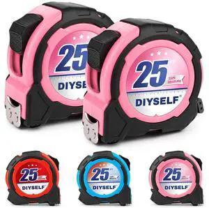 2 Pack Tape Measure 25 ft Pink Magnetic Measuring Tape Retractable 2 Pack Tape Measure 25 ft Pink Magnetic Measuring Tape Retractable