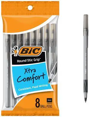 Round Stic Grip Xtra Comfort Black Ballpoint Pens, 8-Count Pack Round Stic Grip Xtra Comfort Black Ballpoint Pens, 8-Count Pack