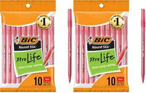 Round Stic Xtra Life Red Ballpoint_Pens, Medium Point (1.0mm) Bulk_Pens, Flexible Round Barrel for Writing Comfort, No. 1 Selling Ballpoint Pens, 10 Count (Pack of 2) Round Stic Xtra Life Red Ballpoint_Pens, Medium Point (1.0mm) Bulk_Pens, Flexible Round Barrel for Writing Comfort, No. 1 Selling Ballpoint Pens, 10 Count (Pack of 2)