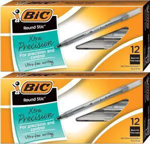 Round Stic Xtra Precision Ball Pen, Fine Point (0.8 mm), Black, 24-Count Round Stic Xtra Precision Ball Pen, Fine Point (0.8 mm), Black, 24-Count