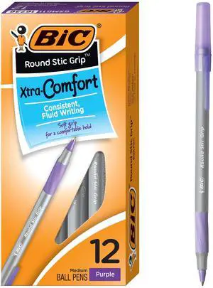 Round Stic Grip Xtra Comfort Ballpoint Pen, Purple Ink, 12-Count Round Stic Grip Xtra Comfort Ballpoint Pen, Purple Ink, 12-Count