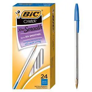 Cristal Xtra Smooth Blue Ballpoint Pens, Medium Point, 24-Count Cristal Xtra Smooth Blue Ballpoint Pens, Medium Point, 24-Count
