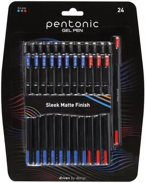 Gel Pens, 24 Count, Assorted Colored Ink (12 Black, 8 Blue, 4 Red), 0.6 mm Fine Point, Smooth Writing For Journaling & Notetaking (1002354) Gel Pens, 24 Count, Assorted Colored Ink (12 Black, 8 Blue, 4 Red), 0.6 mm Fine Point, Smooth Writing For Journaling & Notetaking (1002354)