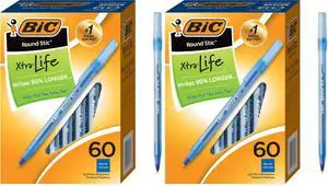 Round Stic Xtra Life Ballpoint Pen with 1.0 mm Medium Point and Consistent Ink Flow in Blue Ink, 60 Count (Pack of 2) Round Stic Xtra Life Ballpoint Pen with 1.0 mm Medium Point and Consistent Ink Flow in Blue Ink, 60 Count (Pack of 2)
