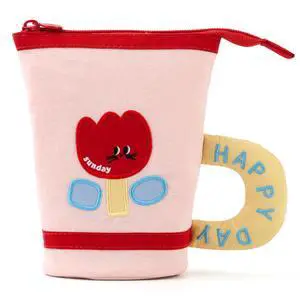 Kawaii Cup-Shaped Pencil Case, Standable Pen Pouch Cute Applique Stationery Organizer, Durable Washable Cotton Pencil Bag for School Students Teens Girls-Pink Kawaii Cup-Shaped Pencil Case, Standable Pen Pouch Cute Applique Stationery Organizer, Durable Washable Cotton Pencil Bag for School Students Teens Girls-Pink