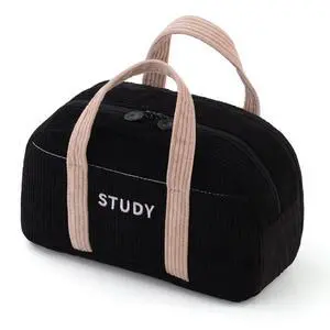 Corduroy Hand-held Pencil Case Large Cute Pencil Pouch Stationery Pen Bag for Teen Girls-Black Corduroy Hand-held Pencil Case Large Cute Pencil Pouch Stationery Pen Bag for Teen Girls-Black