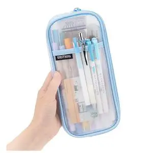 Grid Mesh Pen Pencil Case with Zipper Clear Makeup Color Pouch Cosmetics Bag Multi-Purpose Travel School Teen Girls Transparent Stationary Bag Office Organizer Box for Adluts(Blue) Grid Mesh Pen Pencil Case with Zipper Clear Makeup Color Pouch Cosmetics Bag Multi-Purpose Travel School Teen Girls Transparent Stationary Bag Office Organizer Box for Adluts(Blue)