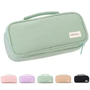 Large Capacity Pencil Case Pen Pouch Organizer Canvas Pencil Bag with Handle School Supplies for Teen Girls-Green Large Capacity Pencil Case Pen Pouch Organizer Canvas Pencil Bag with Handle School Supplies for Teen Girls-Green