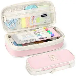 Big Capacity Pencil Pen Case Bag with Zipper Office College School Storage Large Capacity Bag Pouch Holder Box Organizer Colorful (Pink) Big Capacity Pencil Pen Case Bag with Zipper Office College School Storage Large Capacity Bag Pouch Holder Box Organizer Colorful (Pink)