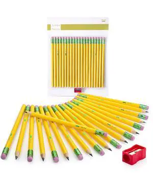 Jumbo Pencils, 20 Pack with 1 Sharpener, Yellow Barrels Jumbo Pencils, 20 Pack with 1 Sharpener, Yellow Barrels