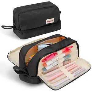 Large Capacity Pen Pencil Case Multi-Slot Pencil Pouch Bag,Black Pencil Case Large 4 Compartments,Organizer Marker Pouch Pen for Office College School Teen Girl Boy Men Women Large Capacity Pen Pencil Case Multi-Slot Pencil Pouch Bag,Black Pencil Case Large 4 Compartments,Organizer Marker Pouch Pen for Office College School Teen Girl Boy Men Women