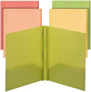 Plastic Folders with Pockets and Prong, 5 Pack, Assorted Colors Plastic Folders with Pockets and Prong, 5 Pack, Assorted Colors