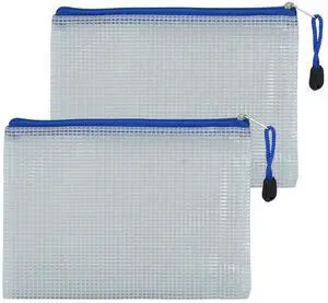 2 PCS Mesh Zipper Pouch Bags, Plastic Water-Resistant File Bags, for Office, School, Board Game, Puzzles, Travel Accessories, and Home Organization (Blue, 7.48 x 5.51 in) 2 PCS Mesh Zipper Pouch Bags, Plastic Water-Resistant File Bags, for Office, School, Board Game, Puzzles, Travel Accessories, and Home Organization (Blue, 7.48 x 5.51 in)