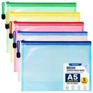 Mesh Zipper Pouch Bags - A5 Clear Zipper Pouches for Organizing Mesh Zipper Pouch Bags - A5 Clear Zipper Pouches for Organizing