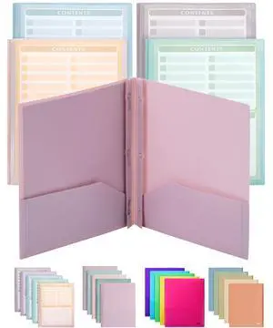 Plastic Folders with Clear Front Pocket, 5 pcs, Pastel Colors Plastic Folders with Clear Front Pocket, 5 pcs, Pastel Colors