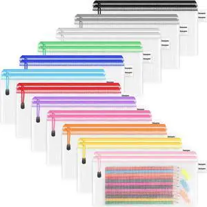 24 Pack Pencil Pouches, A6 Waterproof PVC Pencil Bags, 12 Colors Mesh Zipper Pouches for School Supplies, Classroom Organisation, Office Documents & Travel Storage 24 Pack Pencil Pouches, A6 Waterproof PVC Pencil Bags, 12 Colors Mesh Zipper Pouches for School Supplies, Classroom Organisation, Office Documents & Travel Storage