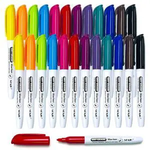 Fine Tip Dry Erase Markers, 12 Colors, 24 Pack, 1-2mm Line, Low Odor Fine Tip Dry Erase Markers, 12 Colors, 24 Pack, 1-2mm Line, Low Odor