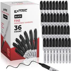 Permanent Markers Black, 36 Count Fine Point Markers, Quick Drying, Works on Wood, Paper, Plastic, Metal and Glass, for Home, Office and School use Permanent Markers Black, 36 Count Fine Point Markers, Quick Drying, Works on Wood, Paper, Plastic, Metal and Glass, for Home, Office and School use
