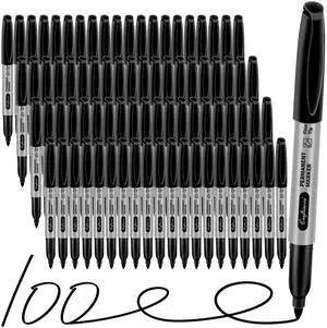 Black Permanent Markers Bulk Fine Point, Fine Tip Markers Set, Quick Drying and Fade Resistant, Works on Wood, Plastic, Paper, Metal for Classroom, Office, Home, 100 Count Black Permanent Markers Bulk Fine Point, Fine Tip Markers Set, Quick Drying and Fade Resistant, Works on Wood, Plastic, Paper, Metal for Classroom, Office, Home, 100 Count