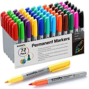 Permanent Markers Bulk, Pack of 72, 12 Assorted Colors, Fine Point Permanent Markers Bulk, Pack of 72, 12 Assorted Colors, Fine Point