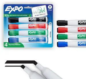Magnetic Dry Erase Markers with Eraser, Assorted Colors, Chisel Tip, 4 Count Magnetic Dry Erase Markers with Eraser, Assorted Colors, Chisel Tip, 4 Count