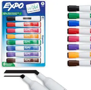 Magnetic Dry Erase Markers with Eraser, Assorted Colors, Chisel Tip, 8 Count - Back to School, Teacher Supplies, Home Organization Magnetic Dry Erase Markers with Eraser, Assorted Colors, Chisel Tip, 8 Count - Back to School, Teacher Supplies, Home Organization