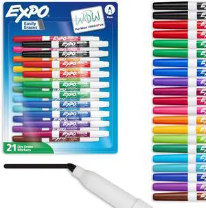 Dry Erase Markers, Low Odor Ink, Assorted Colors, Fine Tip, 21 Count - Whiteboard, Essential Supplies for Office, School, Classroom, Teachers Dry Erase Markers, Low Odor Ink, Assorted Colors, Fine Tip, 21 Count - Whiteboard, Essential Supplies for Office, School, Classroom, Teachers