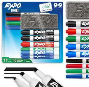 Dry Erase Markers Set, Fine & Chisel Tips, 11 Count - Classroom, Office Supplies, For White Boards, Easily Erases Dry Erase Markers Set, Fine & Chisel Tips, 11 Count - Classroom, Office Supplies, For White Boards, Easily Erases