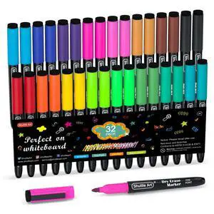 Dry Erase Markers, 32 Pack 16 Colors Magnetic Whiteboard Markers with Erase, Fine Point Dry Erase Markers Perfect For Writing on Whiteboards,Mirrors for School Office Home Dry Erase Markers, 32 Pack 16 Colors Magnetic Whiteboard Markers with Erase, Fine Point Dry Erase Markers Perfect For Writing on Whiteboards,Mirrors for School Office Home