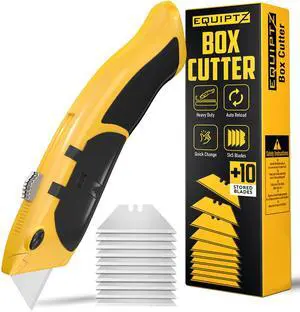 Auto Reload Utility Knife with 10 Preloaded SK5 Blades, Heavy Duty Box Cutter Retractable and Razor Knife with Non-Slip Rubber Handle and Lanyard Hole Auto Reload Utility Knife with 10 Preloaded SK5 Blades, Heavy Duty Box Cutter Retractable and Razor Knife with Non-Slip Rubber Handle and Lanyard Hole