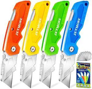 4 Pack Folding Utility Knife, Razor Knife for Cardboard, Box Cutter 4 Pack Folding Utility Knife, Razor Knife for Cardboard, Box Cutter