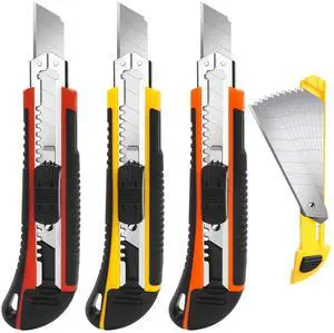 3Pack Box Cutter Retractable, Snap Off Utility Knife, Razor Knife 3Pack Box Cutter Retractable, Snap Off Utility Knife, Razor Knife
