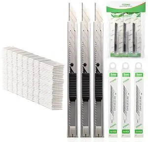 Utility knife Retractable with 30 Degree Snap Off Blade 9MM Box Cutter Knife, Office Vinyl and Paper Cutting Craft Knives, Pack of 3 Utility knife Retractable with 30 Degree Snap Off Blade 9MM Box Cutter Knife, Office Vinyl and Paper Cutting Craft Knives, Pack of 3