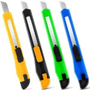 4 Pack Box Cutter Retractable, 9mm Utility Knife, Razor Knife 4 Pack Box Cutter Retractable, 9mm Utility Knife, Razor Knife