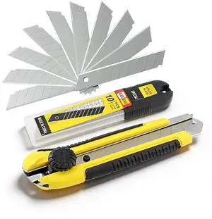 25mm Heavy Duty Utility Knife,10pcs SK5 Snap-Off Blades,Retractable Lock Box Cutter with Anti-Slip Rubber Grip for Office DIY 25mm Heavy Duty Utility Knife,10pcs SK5 Snap-Off Blades,Retractable Lock Box Cutter with Anti-Slip Rubber Grip for Office DIY