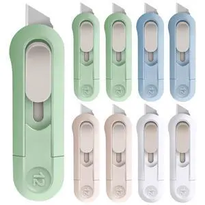 8 Pack Small Box Cutters, Retractable Package Cutters for Office 8 Pack Small Box Cutters, Retractable Package Cutters for Office