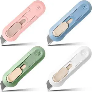 Box Cutter,Retractable Box Opener, Package Opener, Easy Slide Retractable Cute envelope opener for opening daily express boxes, envelopes, packages, paper tapes and more (4 Pcs Box Cutter) Box Cutter,Retractable Box Opener, Package Opener, Easy Slide Retractable Cute envelope opener for opening daily express boxes, envelopes, packages, paper tapes and more (4 Pcs Box Cutter)